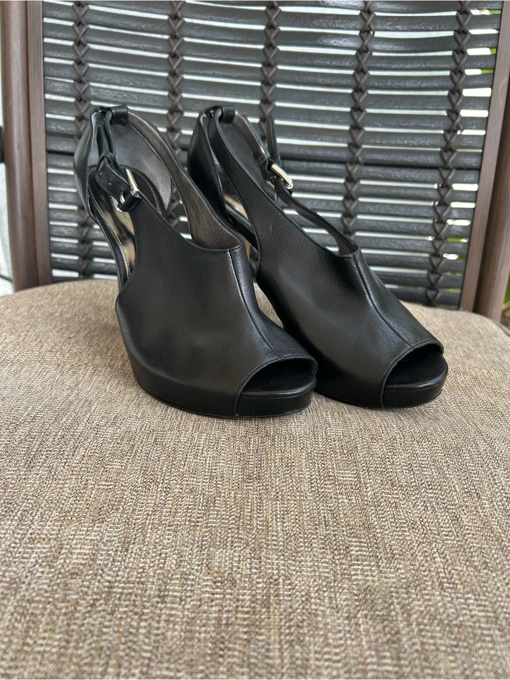 Coach Women's Black Peep-Toe Slingback WeHeels